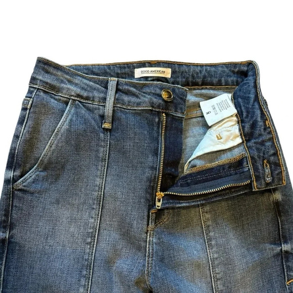 Good American Good Waist Split Hem Slim Fit High Rise Jeans, Size 0/25 Blue 118 - Picture 5 of 9